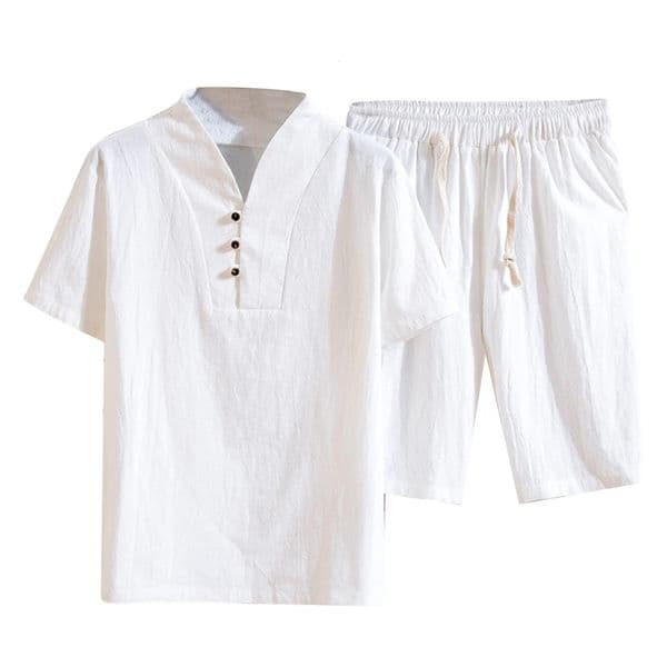 Mens Cotton And Linen Set 2 Piece Solid Color comfortable Clothing Suits Commercial Sports And Leisure Short Mens Suits 250529