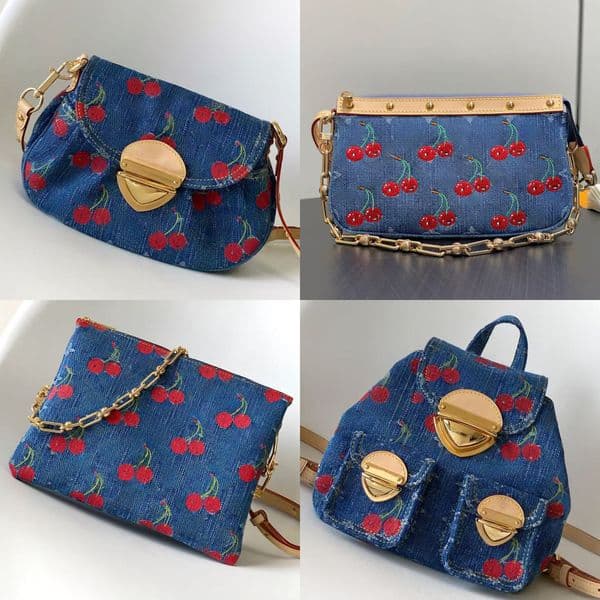 10a takashi cherry denim designer bag TM bag womens murakami vibrant cherry embroidery shoulder bag men luxury handbag backpack trunk bag crossbody bag tote bag