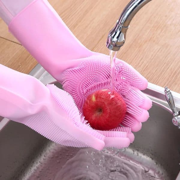 1Pair Silicone Cleaning Gloves Magic Dish Washing Rubber Sponge Hand Durable Glove for Kitchen Household Dishwashing Clean Tools 250530
