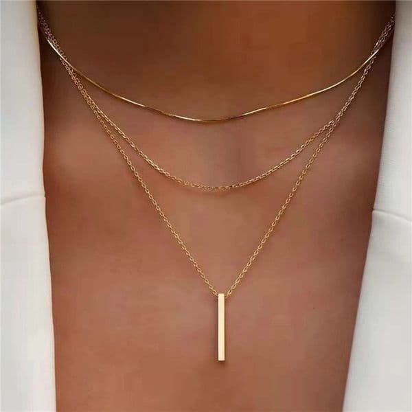Vintage Bohemian Multilayer Minimalist Necklace for Women Stick Pendant Link Chain Collarbone Collares Fashion Jewelry y250519