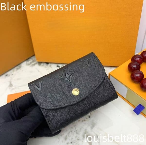 Black embossing Coins purse women man zipper pocket Mini Compact Wallet Key Coin Card Holder Case Accessoires Wallets organizer bag credit card holder with box