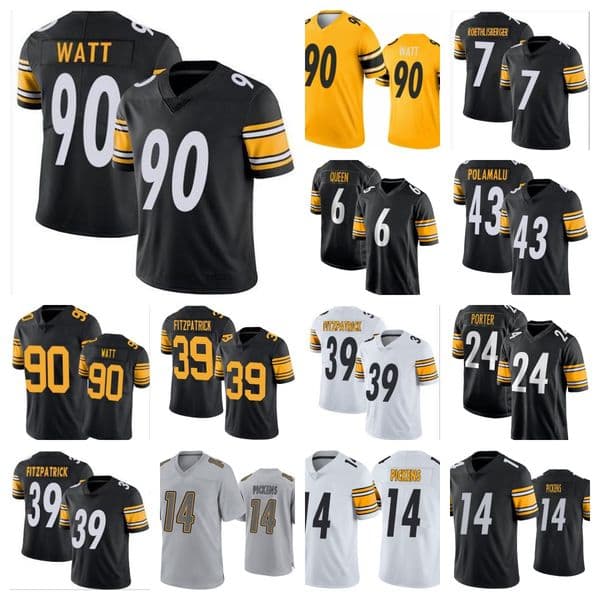 Men's 90 Watt 6 Patrick Queen 14 George Pickens 24 Joey Porter Jr. 39 Minkah Fitzpatrick 7 Ben Roethlisberger 88 Pat Freiermuth 4 Metcalf Limited Jersey