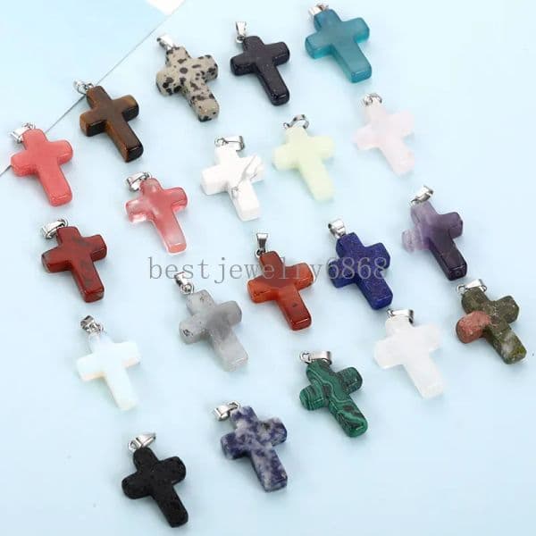 Elegant Fashionable Amethyst White Crystal Cross Pendent Necklaces with Sweater Chains Accessory Gemstones Jewelry