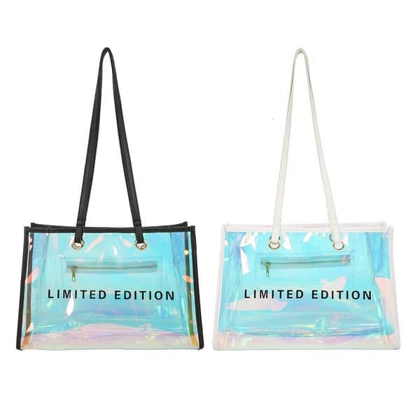 Female Casual Laser PVC Clear Summer Holiday Beach Portable Clutch Tote Bags for Christmas Birthday Party Gift 250703