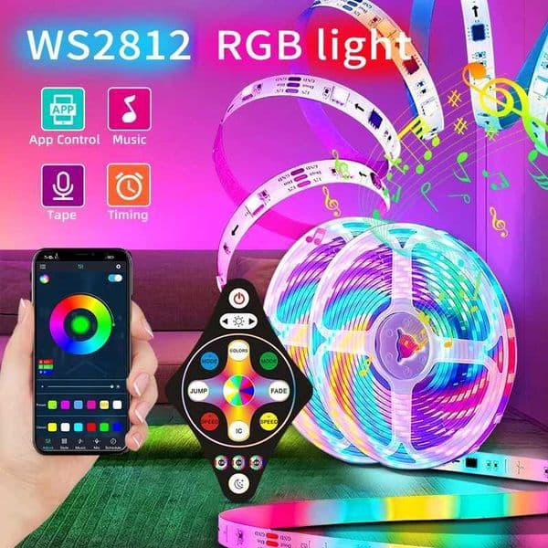 WS2812 5050 RGB IR Bluetooth LED Strip Lights 1M-30M RGBW LED strip TV Backlight Room Decoration LED Tape Diode Flexible Ribbon Z250605