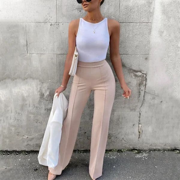 Womens Slim Bell-Bottoms Trousers Trendy Spring Autumn Pants Office Lady Solid Color Flared Trousers 250605