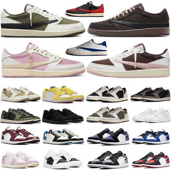 2026 designer Velvet Brown 1 1s Low men Basketball Shoes Golf Black Olive Reverse Dark Mocha Fragment Wolf Grey Sail Phantom UNC Panda Womens Sports Sneakers thumbnail 2