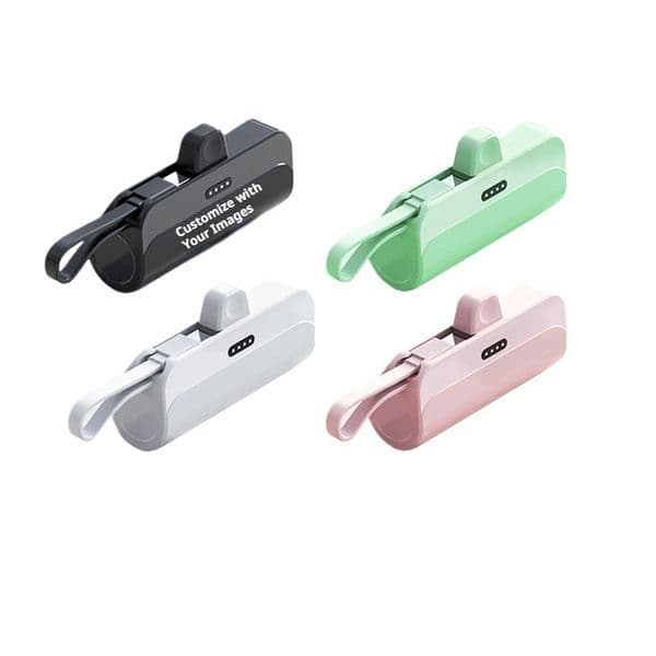 Mini Capsule Power Bank 5000mAh Ultra-Compact Portable Built-in Type-C and Lightning Cables CE Certified Custom Logo for Bulk Orders