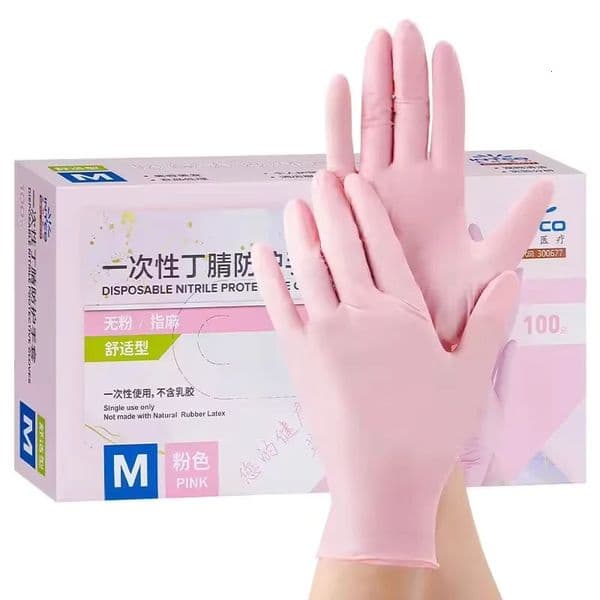 20/50/100PCS Pink Nitrile Gloves Disposable Powder Free Latex Gloves for Household Cleaning Beauty Salon Working Kitchen Gloves 250530