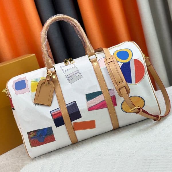 Duffel bag luxury designer bag 2025 Travel Stickers Duffle bag luggage Women luxurys Handbags Fashion classic large capacity travels bags with dust bag 45CM