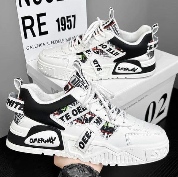 Men's shoes, breathable in spring and summer new trendy brand thick soled sports and leisure board shoes, niche and versatile trendy shoes Z 6.5-7