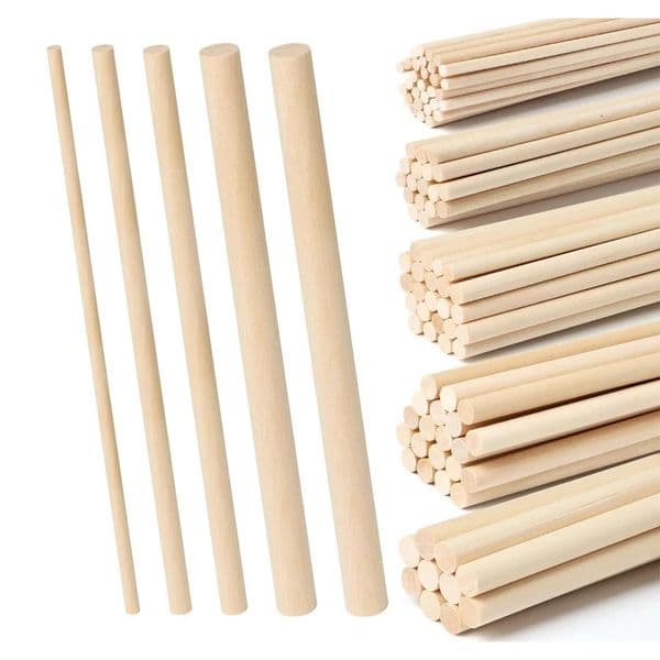 10-30cm Birch Wood Sticks Unfinished Natural Wooden Dowel Rods for DIY Craft Art Home Decor Tiered Cake Support Staining 250605