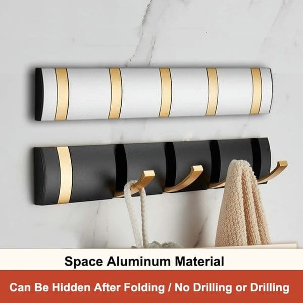 Coat Rack Wall Mount - Modern Metal Wall Coat Rack Sturdy Wall Hook Rack Rail for Hanging Coat Jacket Clothes Hat 250604BJ