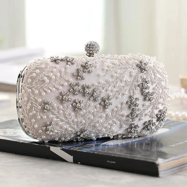 Womens Clutch Bag Crystal Pearl Clutch Purse Handbag Embroidery Evening Bag Wedding Bag for Bridal Shoulder Bag ZD1529 250529l