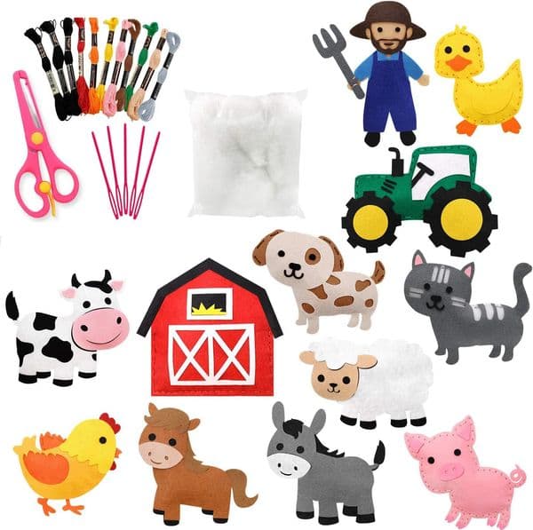 Farm Animals Sewing Craft Kit Felt Animal DIY Craft Sewing Kit for Girls and Boys Educational Sewing Kit for Kids 250605