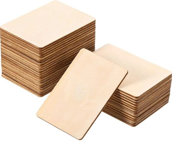 30pcs Blank Wood Squares Pieces Unfinished Round Corner Square Wooden Cutouts for DIY Arts Craft Project Laser Engraving Carving 250605