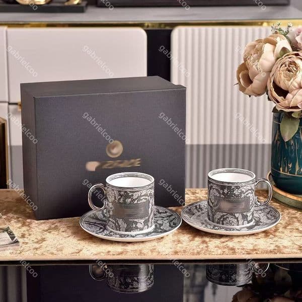 Vintage Bone China Couple Coffee Cup Set - Elegant Matching Mugs & Saucers, Small-Batch Artisan Tea Cups, High-End Gift for Him & Her