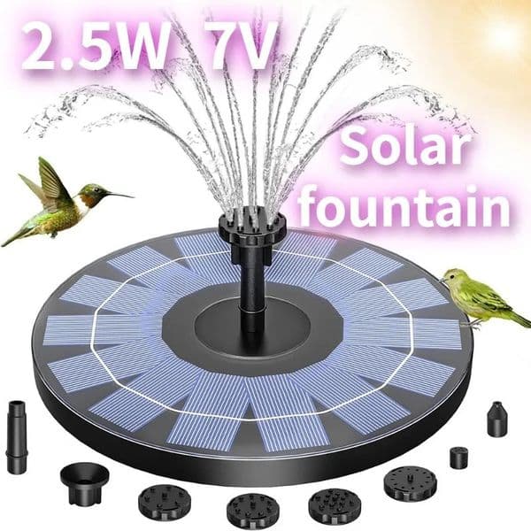 1W15W25W Outdoor Solar Fountain Suitable for Garden Pond Pump Kit with 6 Nozzles Decoration 250609