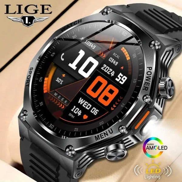 LIGE New Smart Watch Men 800mAh Ultra Long Battery Life Waterproof Outdoor Sport Watches wireless connections Call Military Smartwatch 2025 X250609