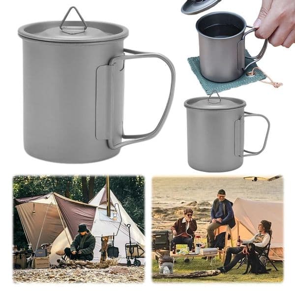 Mug Camping Water Cup with Foldable Handle Portable Coffee Cup Insulated Coffee Mug for Outdoor Backpacking Hiking 250609