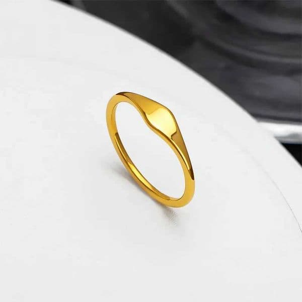Stainless Steel Gold Color Geometric Smooth Finger Rings for Men Women Size 5/6/7/8/9/10# Engagement Jewelry Waterproof Gifts W250609 W250609
