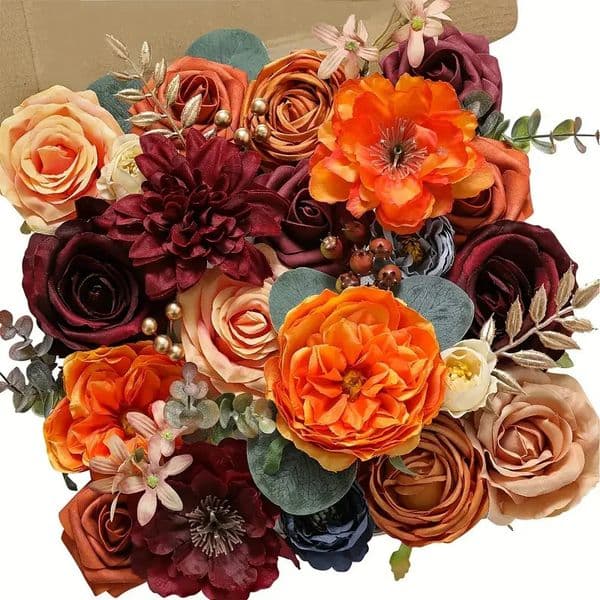 Orange Rose Artificial Flower Combination Box Bridal Bouquet OutdoorIndoor DIY Decorations Festival Decorative Flowers 250609