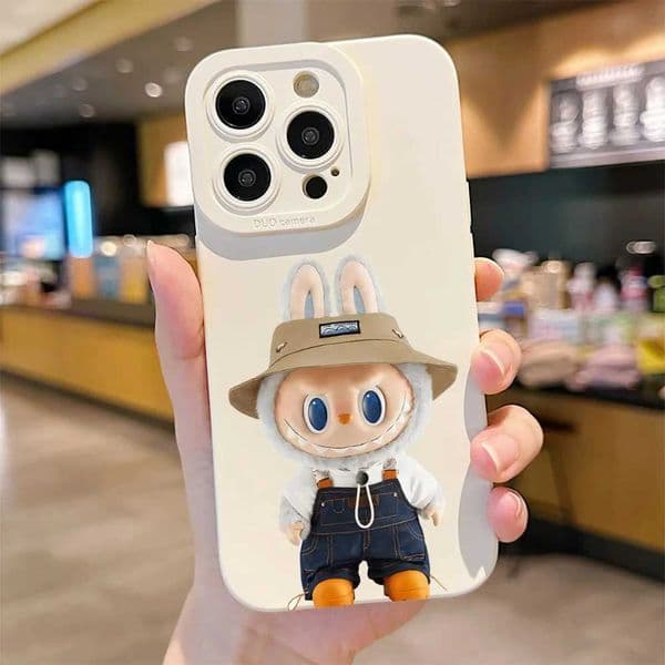 Cute Hat Labubu Silicone Phone Case For 16 13 15 14 12 11 Pro Max XS X XR Cases For 16E 14 15 16 7 8 Plus 13 CoverXJ250609