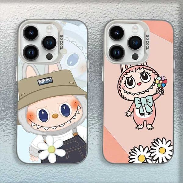 New Cute Cartoon Labubu Phone Case For 161514131211MiniProMAX White Matte Shockproof Cover XJ250609