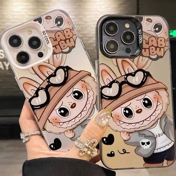 Cute Cartoon Labubu Fun Phone Case For 16 15 14 13 12 11 Pro Max XS X XR 7 8 14 Plus 15 Shockproof Soft Bumper Cover Y2kXJ250609