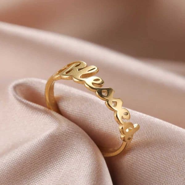COOLTIME Letters Bled Rings Stainless Steel Couple Finger Ring for Women Men Fashion 2025 New Wedding Jewelry Gift Wholesale W250609 W250609