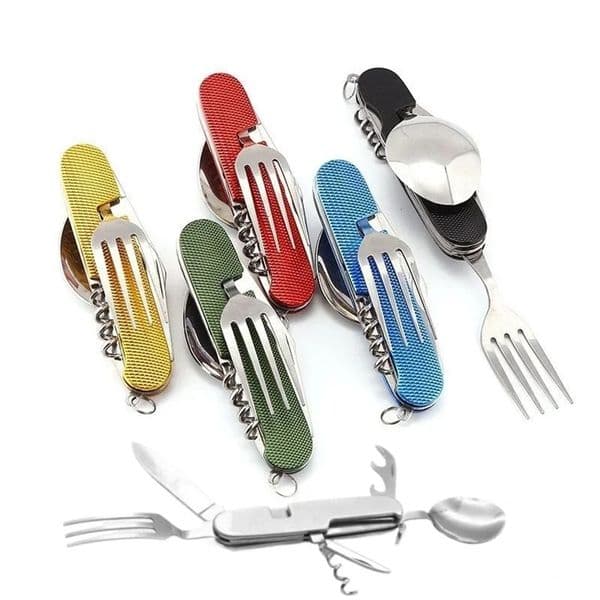 Foldable Camping Utensil Set - Multi-Functional Knife Fork Spoon Combo for Outdoor Activities and Sports Camping Picnic Travel 250609ww