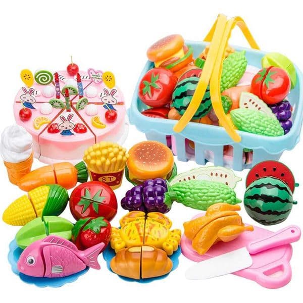 Cutting Fruits Vegetables Toy Set with Cutting Board Play Food Montessori Toys Sets for Toddlers Kids Boys Girls XJ250609