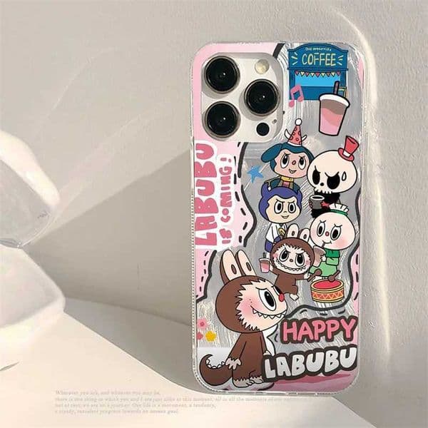 Phone Case Covers For 16 15 14 13 12 11 Pro Max XS X XR 7 8 Plus 14 13 15 16 13 Pro SE 2022 New Cute Cartoon Happy LabubuXJ250609