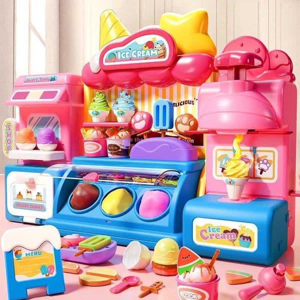 Children Ice Toy for Girl Play Dough Color Machine With Music and Light Boy Toy Food Fake Kids Supermarket 3 Years GiftsXJ250609