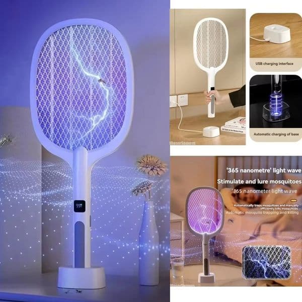 XIAOTREE 4000V Rechargeable Electric Mosquito Racket Detachable Handheld Auto Swat Mode Type-C Rechargeable Electric Fly Swatter 250606