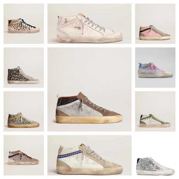 dirty shoes Designer mid star sneakers old sneakers Gold Super Italian brand Super Leather Dirty shoes womens Sequin Beige/Pink Glitter/Silver Do-old luxury shoes