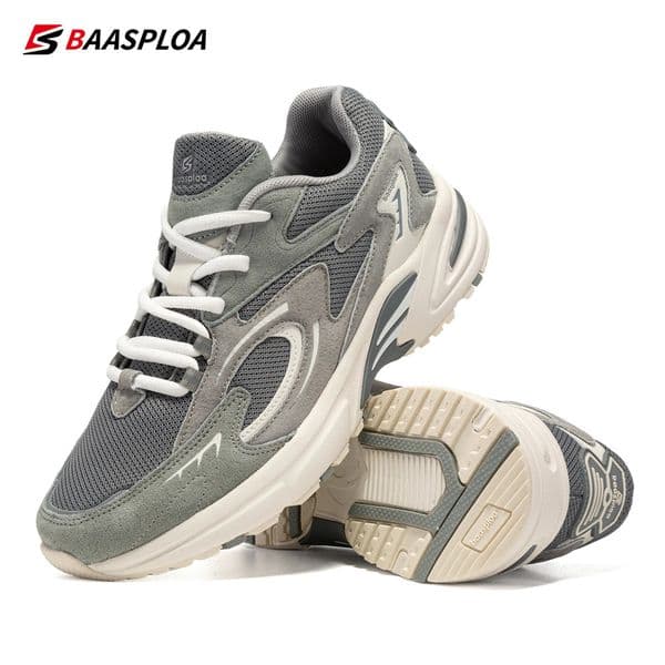 Bassploa Men Running Shoes Casual Mesh Breathable Lace-Up Sport Shoes Male Fashion Lightweight Non-Slip Walking Shoes 250603BJ