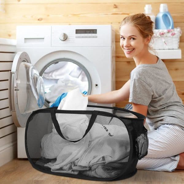 Extra-Large Mesh Laundry Hamper with Handles Foldable Versatile Storage Bag for Dirty Clothes in Multiple Rooms Laundry Baskets 250609