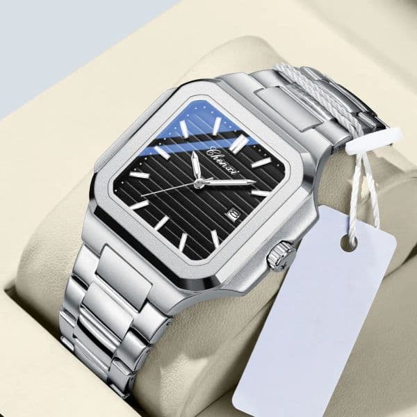 CHENXI Luxury Men's Square Quartz Watch Stainless Steel Watches Waterproof Luminous Date Wristwatch Casual for Male Clock