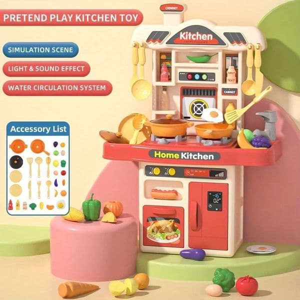 Children Realistic Simulation Kitchen Play Cooking Toys Set Simulation Table Utensils Light Sound Gift for Girls Boys Age Over 3 XJ250609