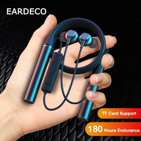 EARDECO 180 Hour Endurance Bluetooth Headphone Bass Wireless Headphones with Mic Stereo Neckband Earphones Sport Headset TF Card 250609