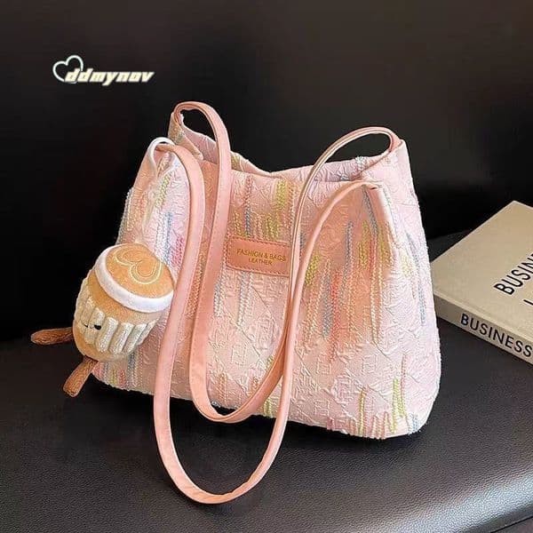 Korean Style Designer for Women 2025 New Fashion Striped Bucket Casual Versatile Underarm Shoulder Tote Bag ddmynov
