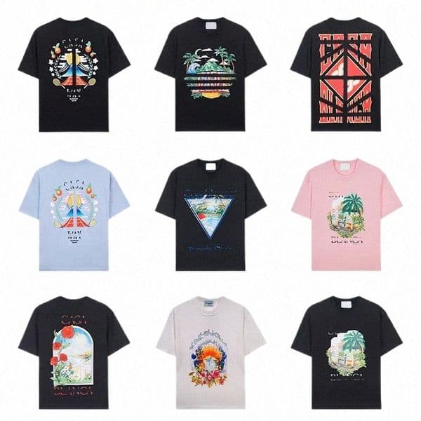 Casanlanca Mens Designer Casaco T Shirt Graphic Casaca Tee Casacas T-Shirt Casablamca Men Shirts Designer Tshirts Luxury T-Shirt Casanlanca Shirt