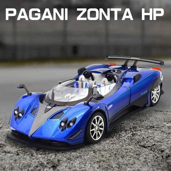 1 24 PAGANI ZONTA HP Huayra Alloy Miniature Car Toy Diecast Model with Sound Light Pull Back Front Wheel Steering Boy Adult Gift W250609