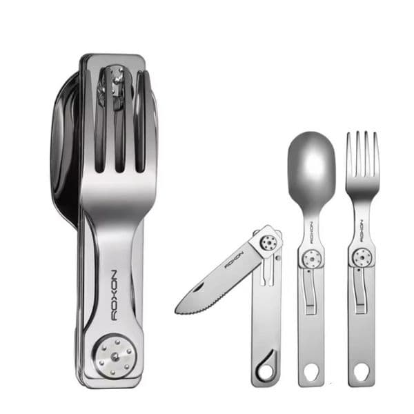 3in1 Knife and Fork Spoon Outdoor Tableware Set Stainless Steel Camping Portable Exquisite Multifunctional Equipment w250609