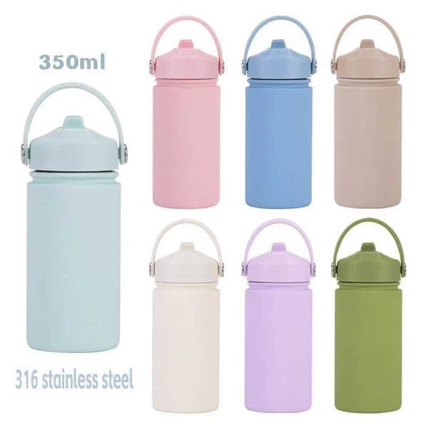 350ml Stainless Steel Sports Water Bottle 316 Stainless Steel Wide Mouth Straw Lid Outdoor Sports Insulated Cup XJ250609