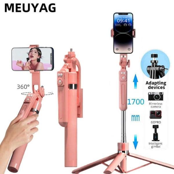 New Arrival MEUYAG Selfie Stick 360 170cm Rotation with Wireless BTExtended Tripod with Remote Shutter for Android iOS Smartphone T250610