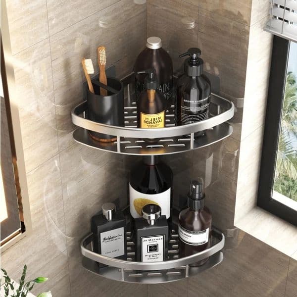 Bathroom Shelves No-drill Wall Mount Corner Shelf Shower Storage Rack Holder for WC Shampoo Organizer Bathroom Accessories 250604