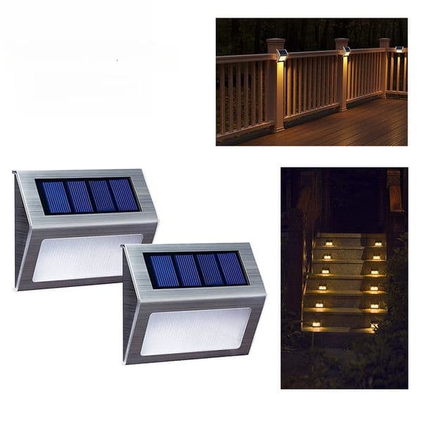 Solar Stainless Steel 3LED Stair Step Outdoor Rainproof Wall Fence Small Night Light