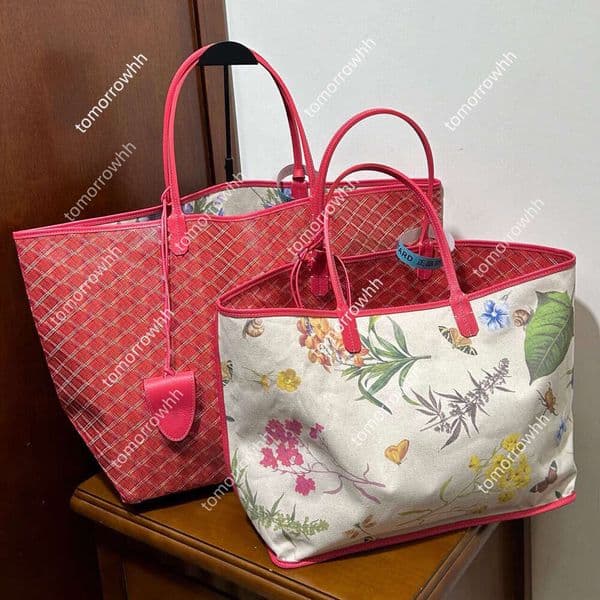 Original Leather Women's 2025 Limited Color Iris Purple Flowers Tote Bag